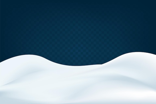 Realistic snowdrifts Winter snowy abstract background Frozen landscape with snow caps Decoration for Christmas or New Year Vector illustration