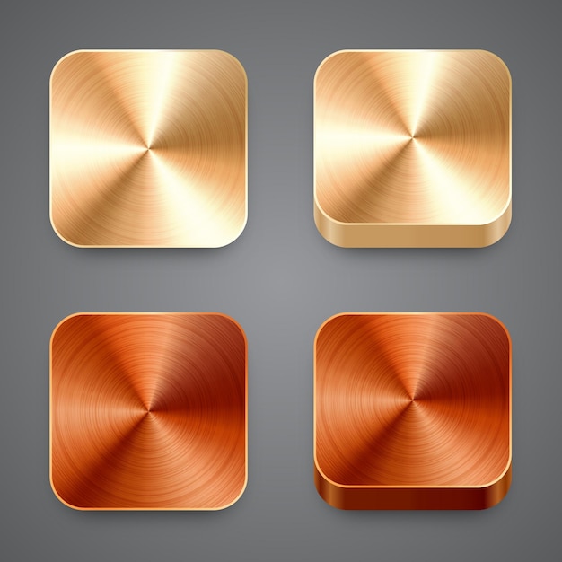 Realistic square metal chrome button steel volume control knob application interface design element