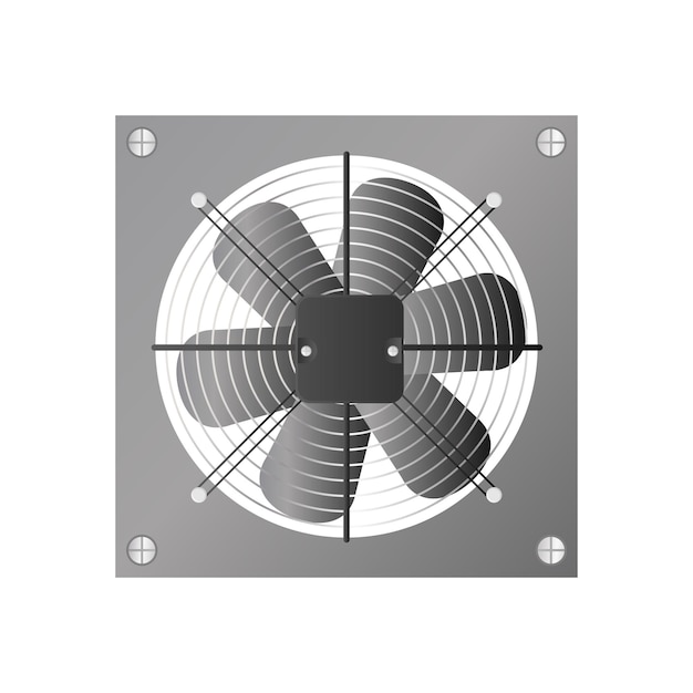 realistic style exhaust fan. fan, cooler for the computer. isolated