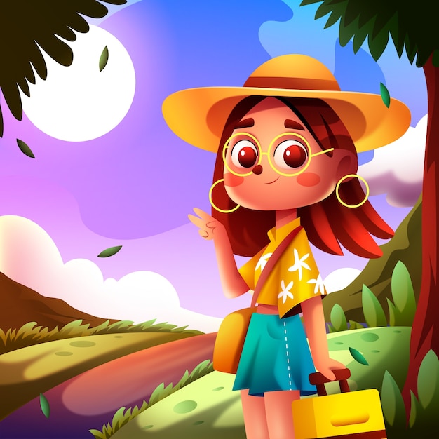 realistic tourist illustration