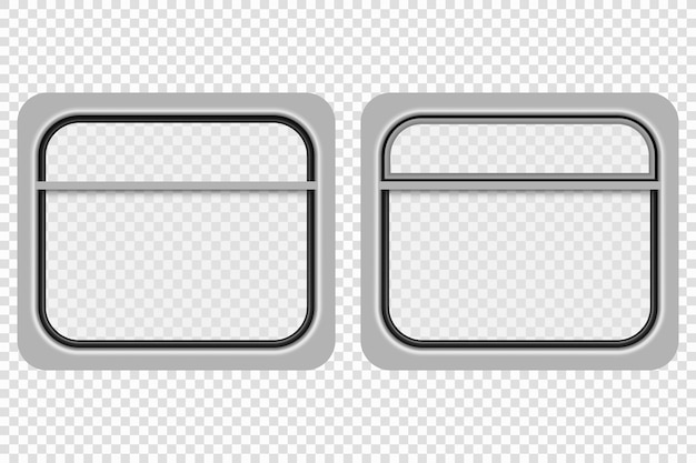 Realistic train transparent window isolated