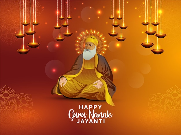 Realistic vector illustration of happy guru nanak jayanti celebration background