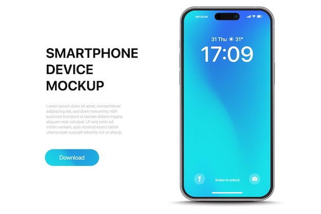 Realistisk 3D-smartphone-mockup i høj kvalitet med isoleret baggrund. Smartphonemockup-samling