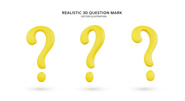 Realistisk 3d spørgsmålstegn vektorikon illustration
