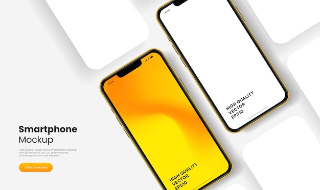 Realistisk smartphone mockup: Mobiltelefonvektor med isoleret enhed foran på hvid baggrund