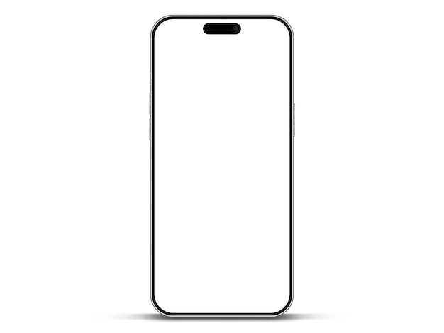 Realistisk smartphone mockup: Mobiltelefonvektor med isoleret enhed foran på hvid baggrund
