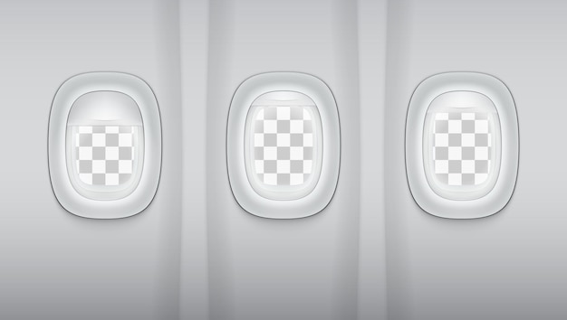 Realistiska ljusgrå fönster på flygplan