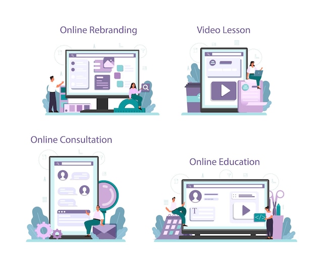 Rebranding online service or platform set.