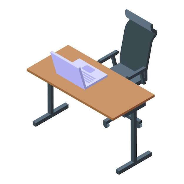 Reception bank workplace icon isometric vector Office lobby Client interior