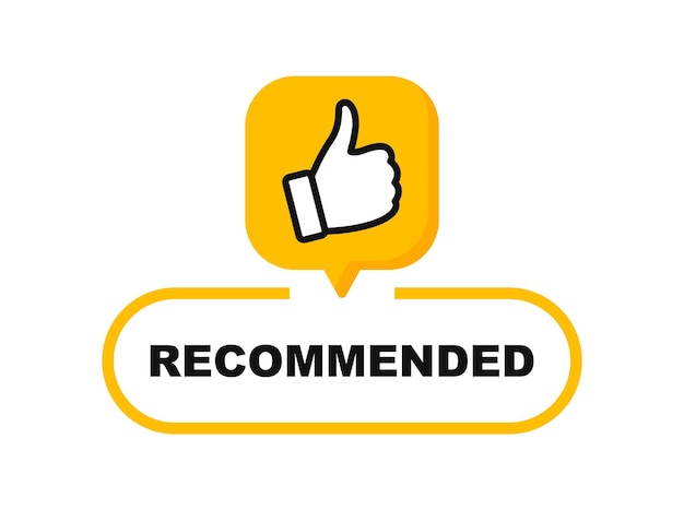 Recommend icon with thumbs up Label recommended