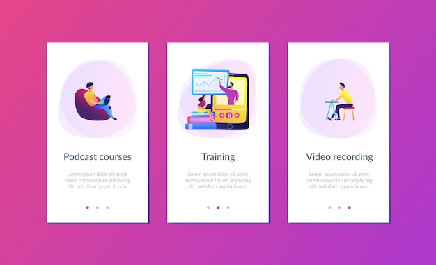 Recorded classes app interface template.