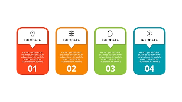 rectangle concept for infographic with 4 steps options parts or processes business data visualization