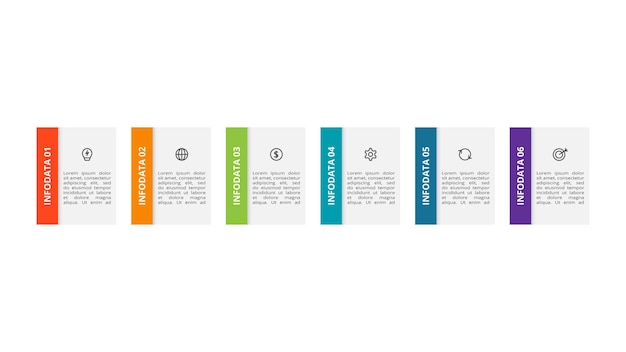 rectangle concept for infographic with 6 steps options parts or processes business data visualization