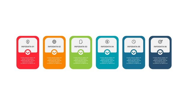 rectangle concept for infographic with 6 steps options parts or processes business data visualization