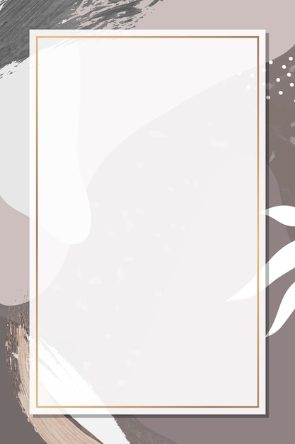 rectangle gold frame on botanical memphis pattern background vector