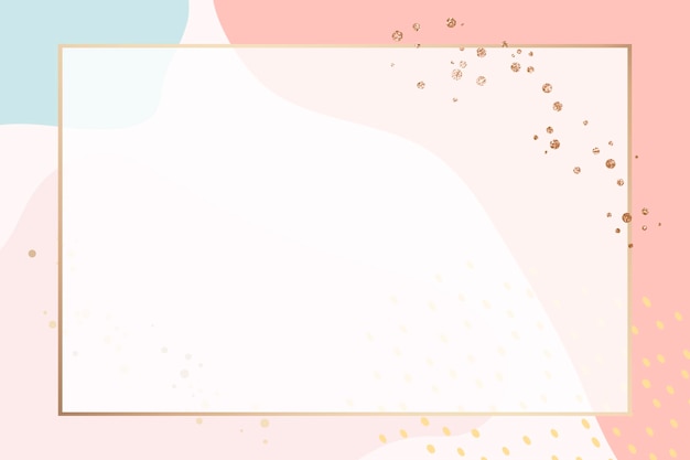 rectangle gold frame on colorful memphis pattern background vector