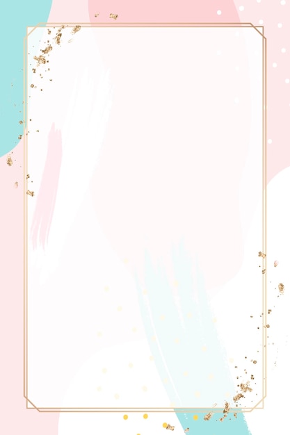 rectangle gold frame on colorful memphis pattern background vector