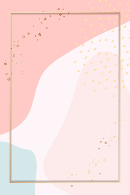 rectangle gold frame on colorful memphis pattern background vector