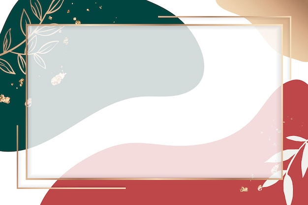 rectangle golden frame on a colorful memphis pattern background vector