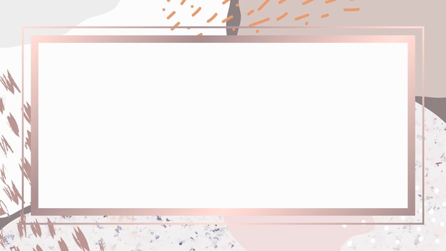 rectangle pink frame on botanical memphis pattern background vector