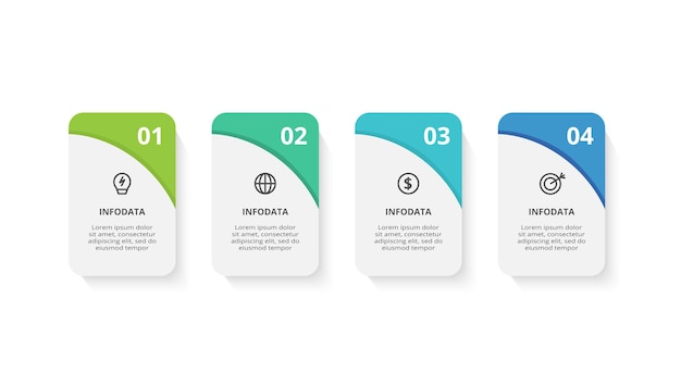 Rectangles infographic with 4 steps options parts or processes Business data visualization
