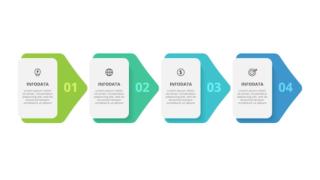 Rectangles infographic with 4 steps options parts or processes Business data visualization