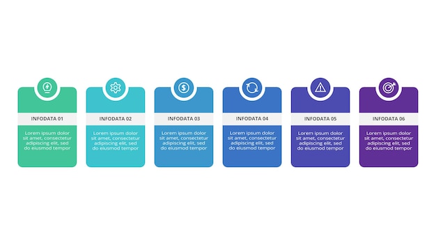 Rectangles infographic with 6 steps options parts or processes Business data visualization