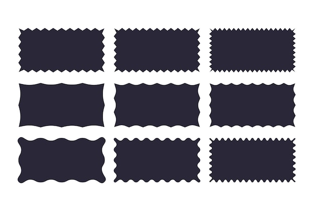 Rectangular silhouette text boxes with wavy and zigzag edges set