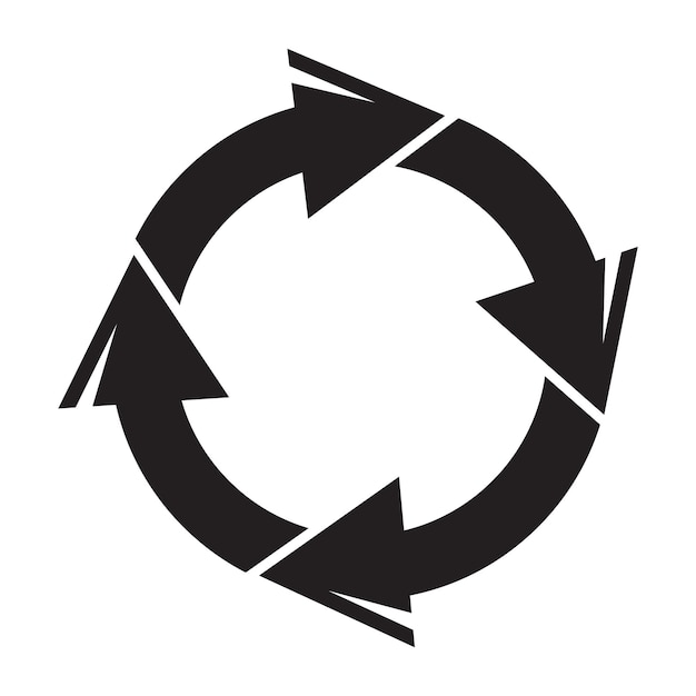 Recycling arrows symbol Circular flow icon Eco friendly shape Black rotation design