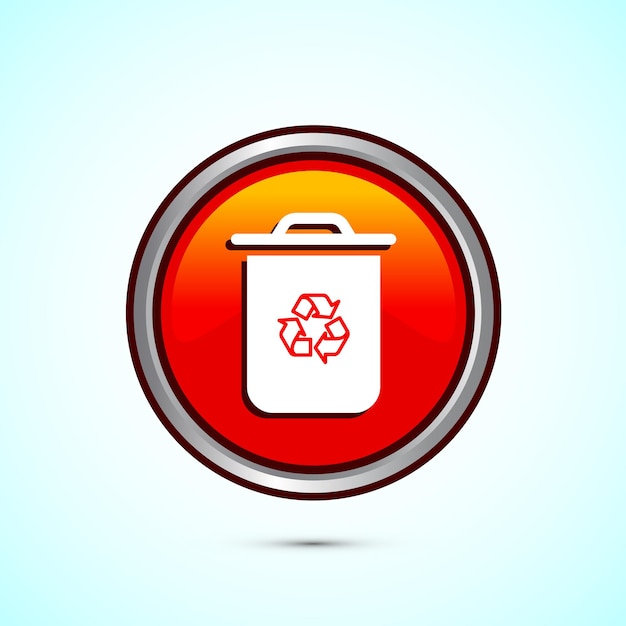 recycling bin icon design illustration environment icon trash bin sign orange color round button design