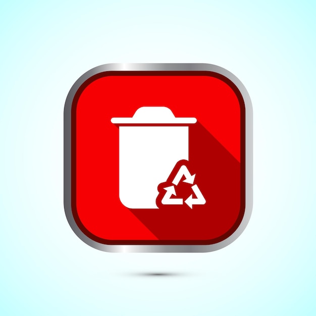 recycling bin icon design illustration environment icon trash bin sign red shadow button design