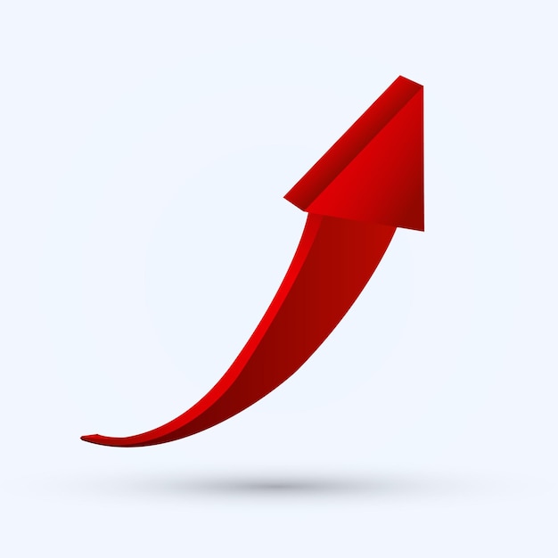 Red 3D Arrow Pointing Upwards Illustrating Growth and Progress