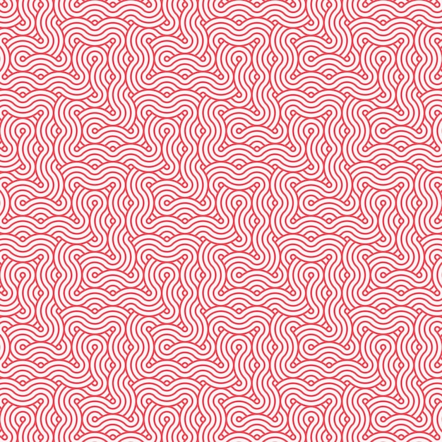 red abstract geometric japanese overlapping circles lines and waves pattern
