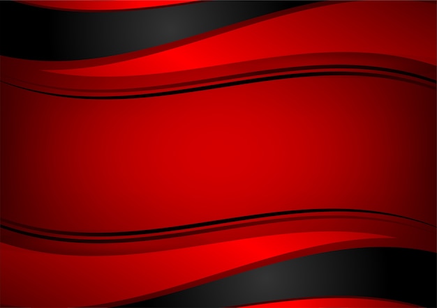 Red and black color wave abstract vector background