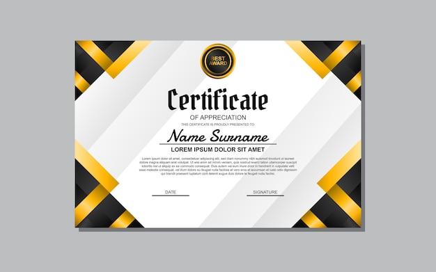 red and gold horizontal certificate template design in abstract style for appreciation