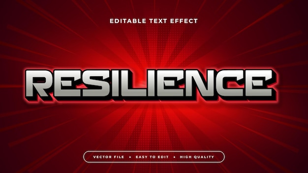 red and gray grey resilience 3d editable text effect font style