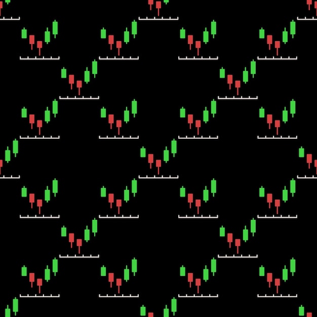 Red and Green Candlestick Chart vector Crypto Trading and Price Action colored seamless pattern
