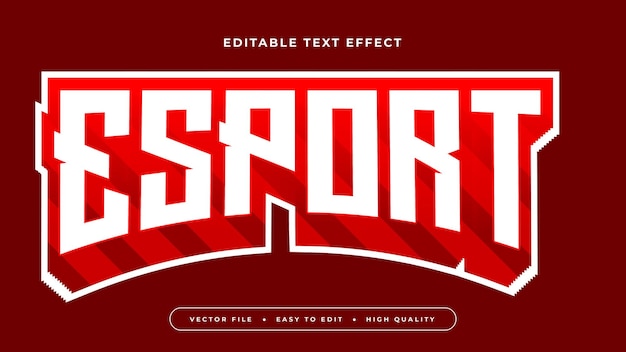 Red and white esport 3d editable text effect font style