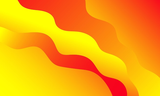 Red and yellow background with waves and lines.