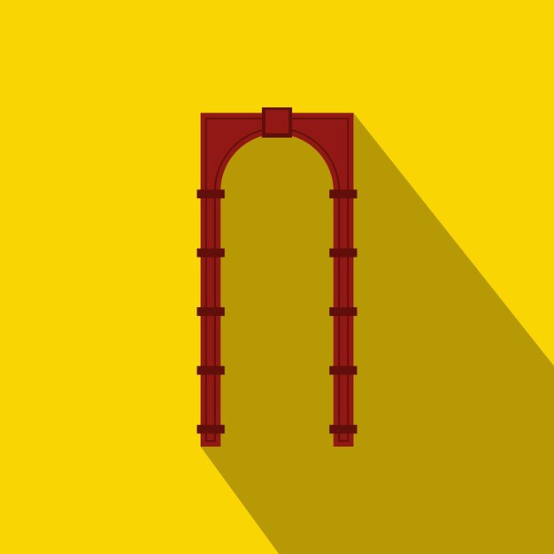 Red arch icon in flat style with long shadow Construction and interiors symbol