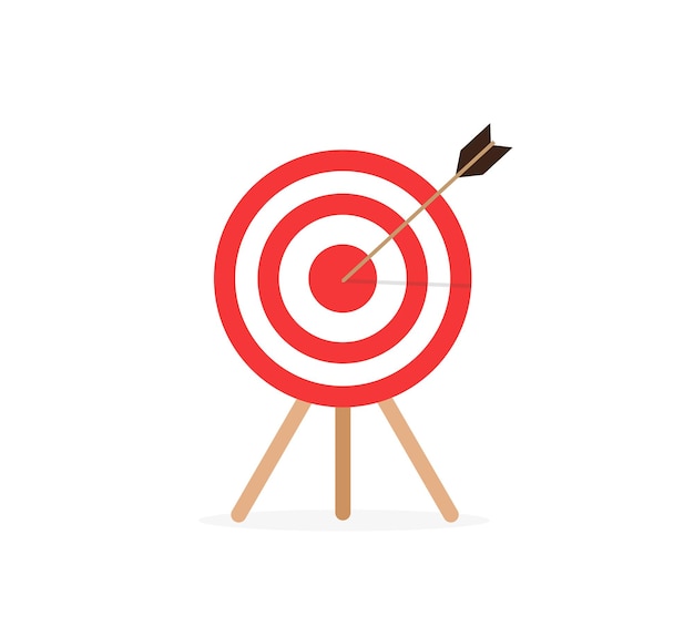 Red archery target stands with arrow Achieving business and work goal concept