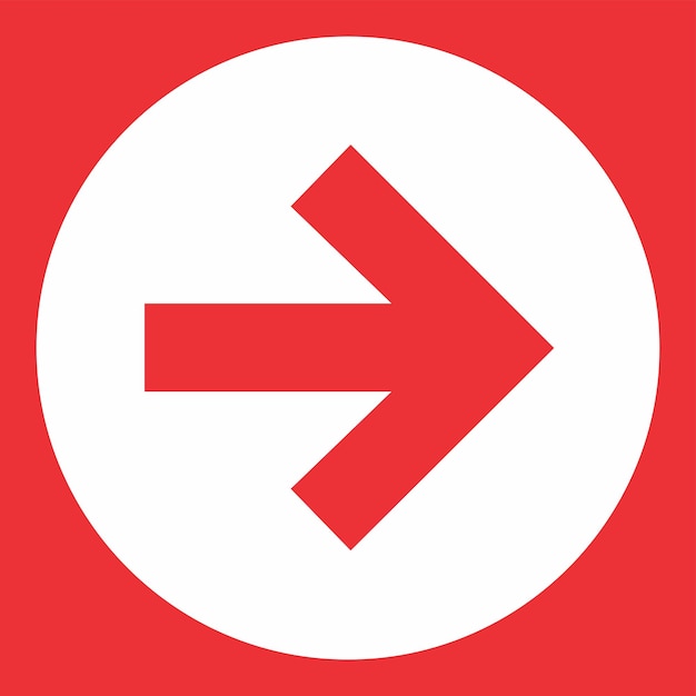 Red arrow pointing right inside a white circle
