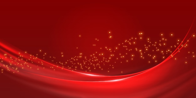 Red Background With paticles and wave