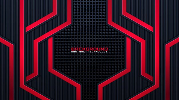Red black abstract metallic frame layout design tech innovation concept background. Vector graphic.