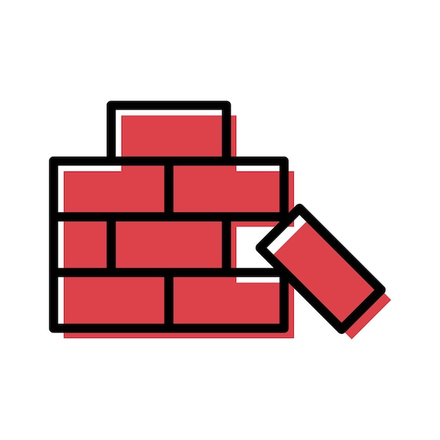 red bricks wall construction icon vector illustration