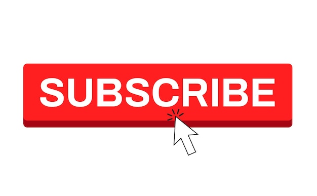 Red button subscribe subscribe of channel social media cursor click button