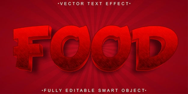 red cartoon fodd vector fully editable smart object text effect