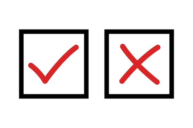 Red Check And Cross Black Boxes