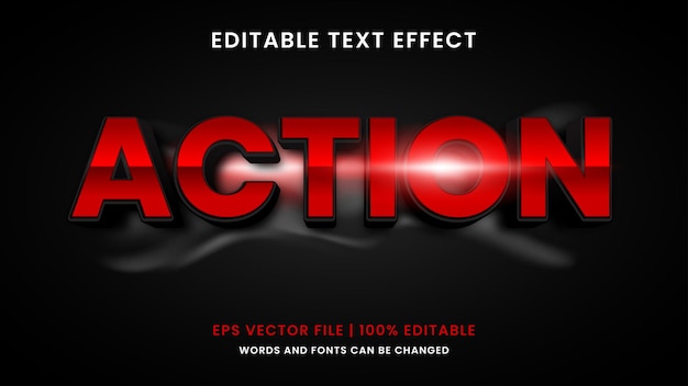 Red cinema black action 3d editable text effect