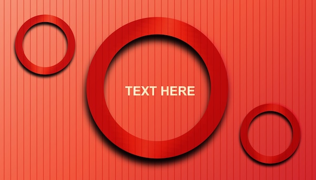 Red circles on a red background with the text here